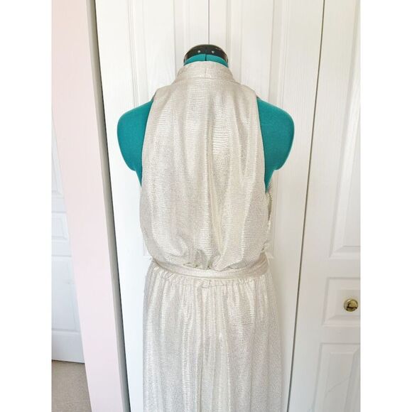 Lauren Ralph Lauren NWT Shiny Foil Print Metallic Halter A Lined Jersey  Dress - mordernwear.com
